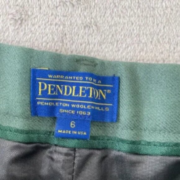 Vintage Pendleton Trouser Pants Women 6 Green Virgin Wool Pleated Lined USA Made - Picture 2 of 6